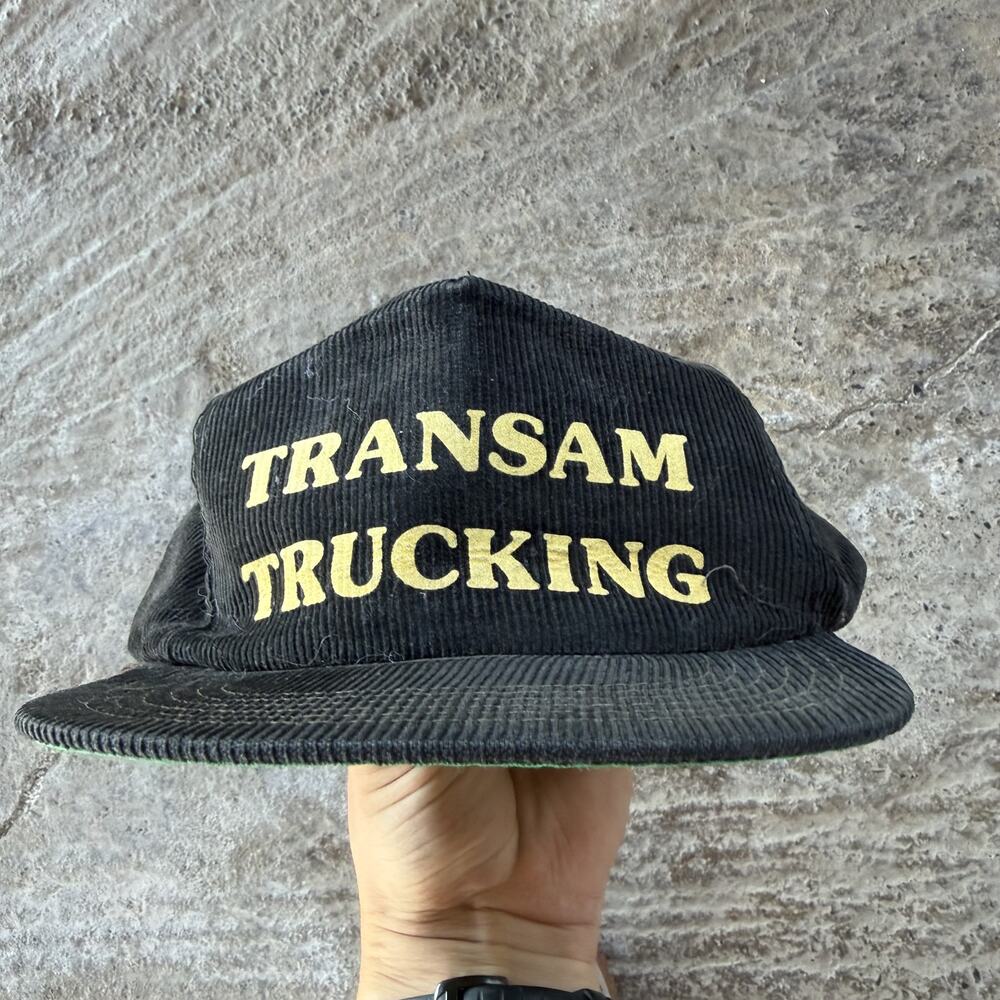 Vintage Tansam Trucking Corduroy Trucker Snapback Hat Felt Corduroy Brown